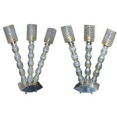 Pair Of Table Lamps In Murano Glass By Cenedese.