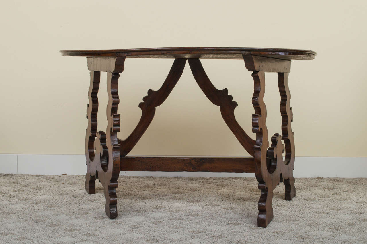 18th Century Italian Walnut Demilune Console Table - STORE CLOSING MAY 31ST For Sale 1