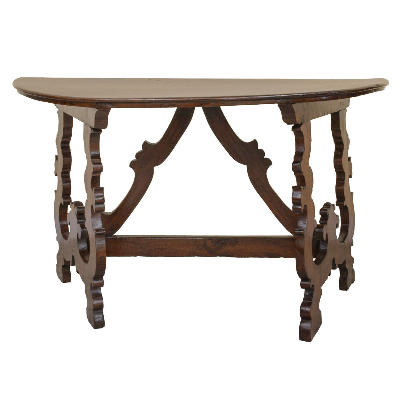 18th Century Italian Walnut Demilune Console Table - STORE CLOSING MAY 31ST For Sale