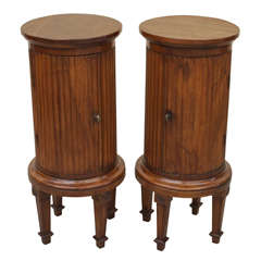 Pair of 18th Century Louis XVI Cylinder Pedestal Commodes