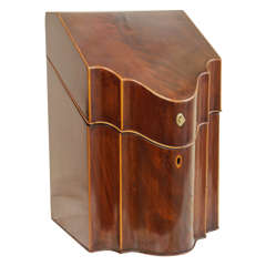 Antique 18th Century George III Flame Mahogany Knife Box