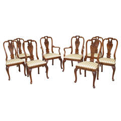 Set of 8 Queen Anne Style Dining Chairs