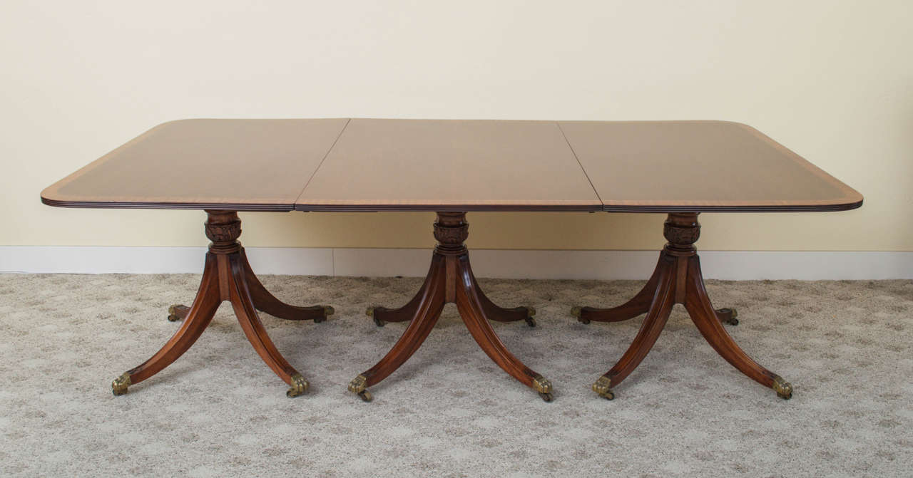 Mahogany 19th Century Regency Triple Pedestal Dining Table