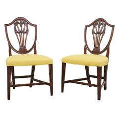 Pair of 19th Century Mahogany Hepplewhite Style Shield Back Side Chairs