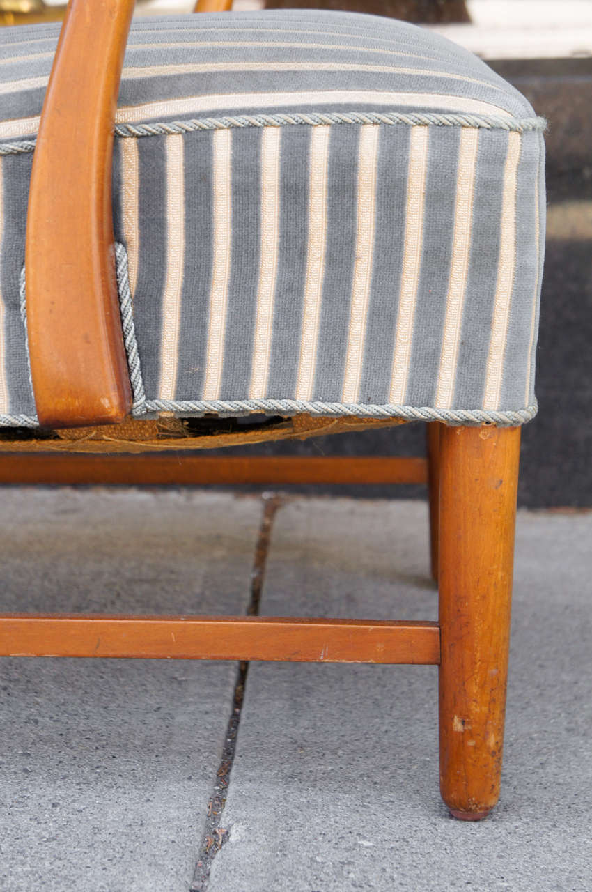 Pair of Danish Modern Armchairs in Striped Fabric at 1stdibs
