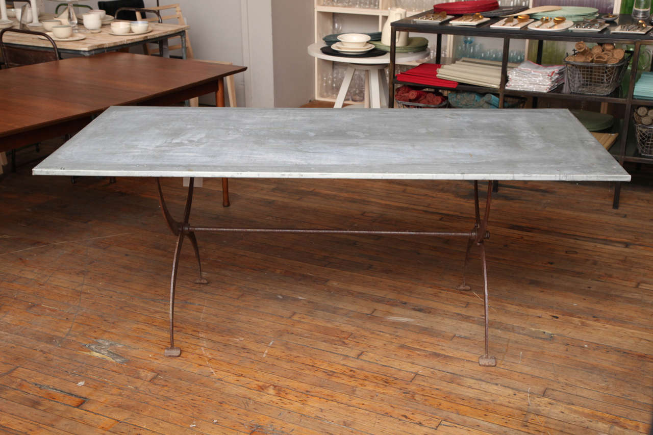 Vintage Zinc Top Table at 1stDibs