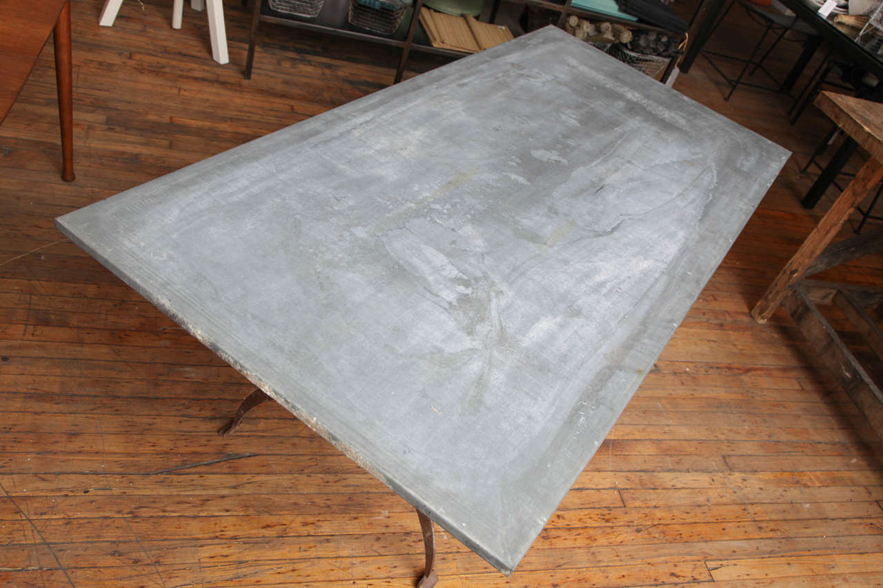 Vintage Zinc Top Table at 1stDibs
