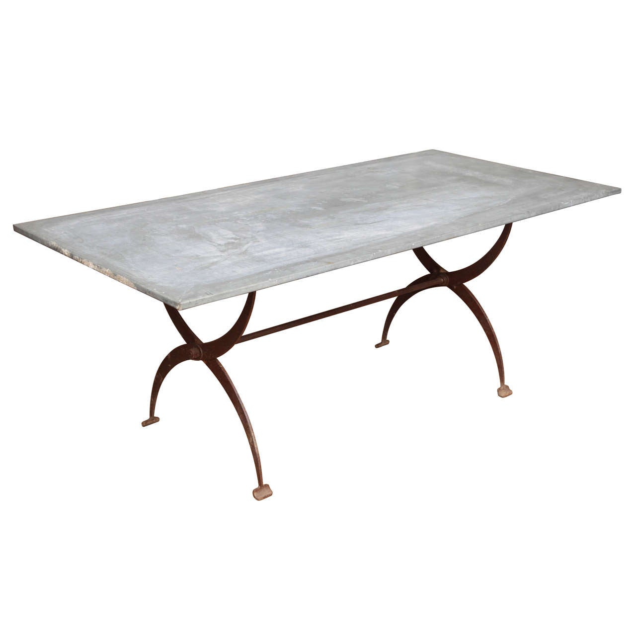 Vintage Zinc Top Table at 1stDibs