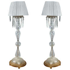 Spectacular Pair Of Baccarat Crystal Floor Lamps