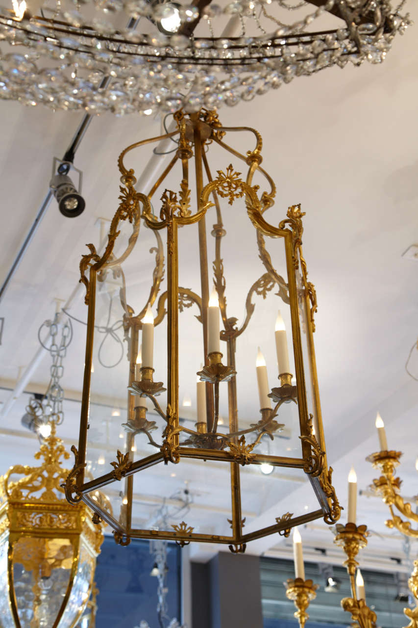 Style Louis XV gilt bronze important lantern, 6 lights, hexagonal shape