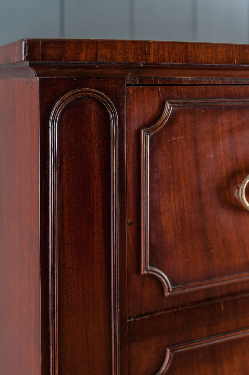 Tall Continental Figured Mahogany Six Drawer Chest In Good Condition In Hadlow Down, East Sussex