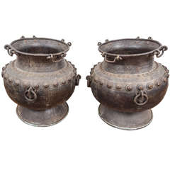 A Monumental Pair of Bronzed Indian Planters