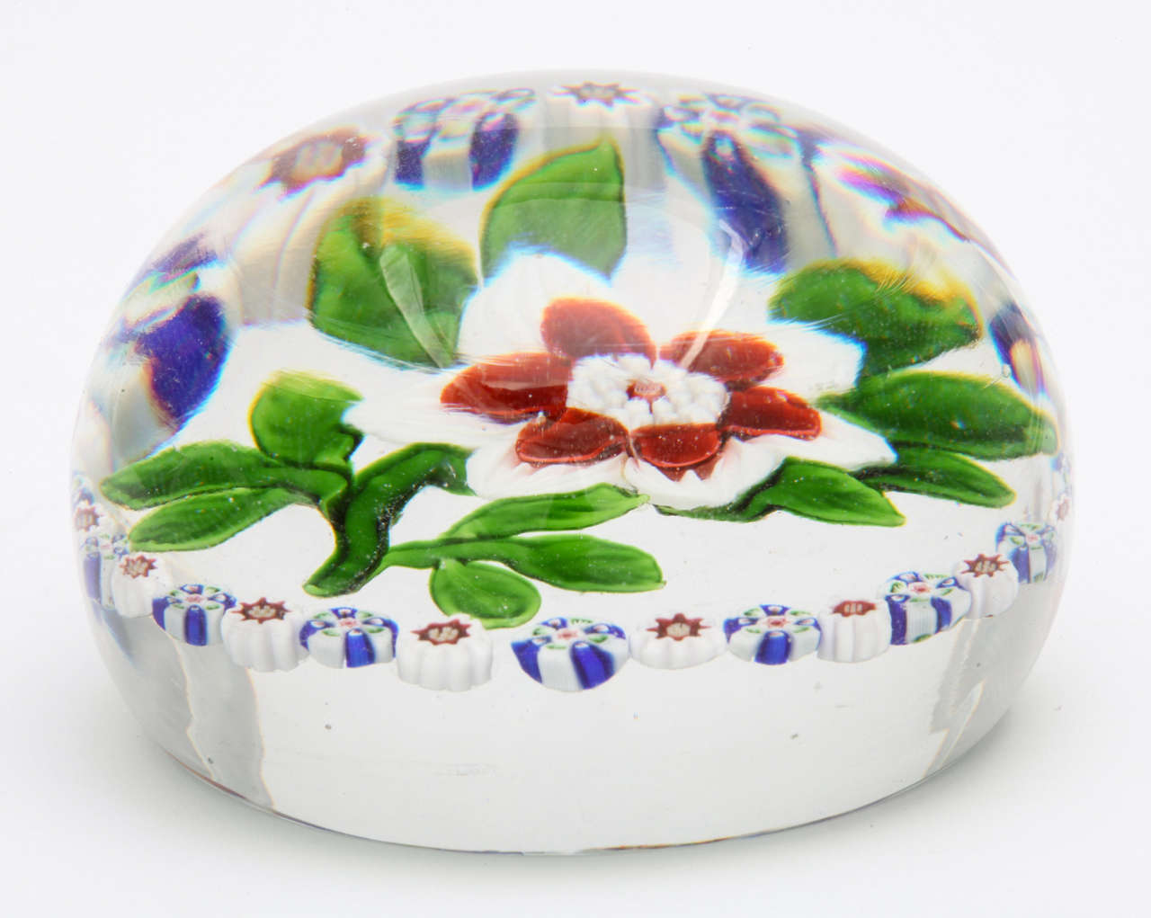 A Rare Antique Baccarat Two-Toned Clematis Paperweight