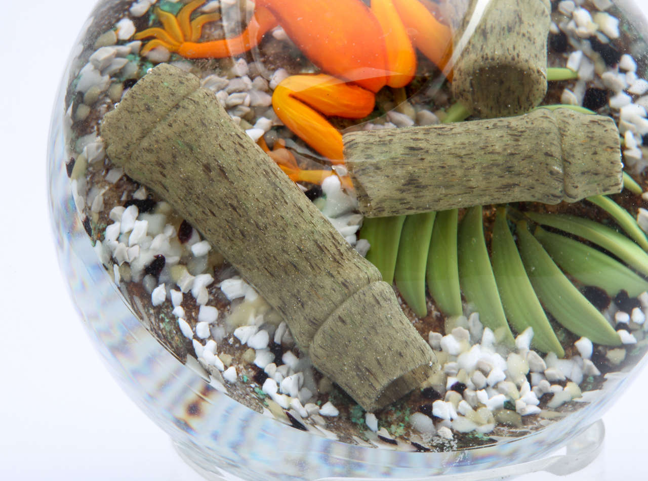 Glass Gordon Smith Orange Tree Frog Paperweight For Sale