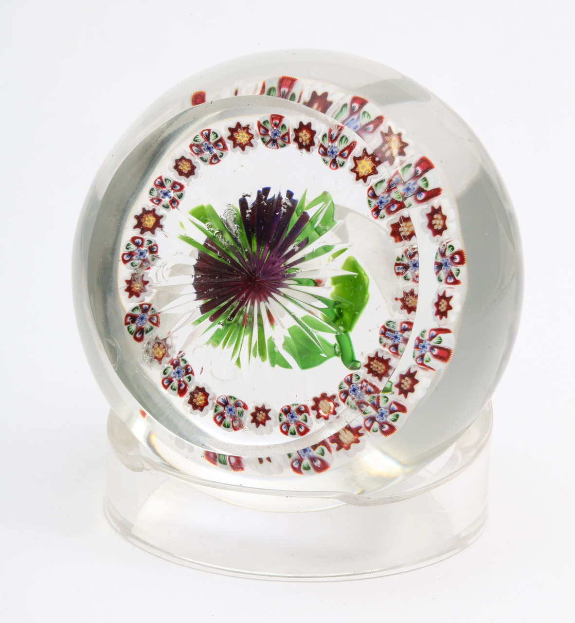 A Fine Antique Baccarat Garlanded Pansy Paperweight