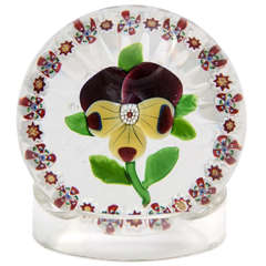 A Fine Antique Baccarat Garlanded Pansy Paperweight