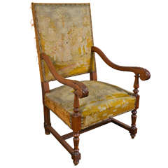 Antquie Louis XIII Tapestry Fauteuil