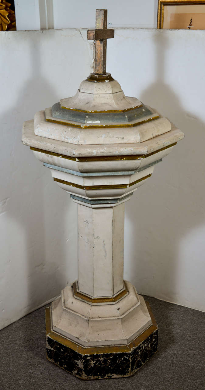 19th c. Baptismal Font with Gilded Accents 2