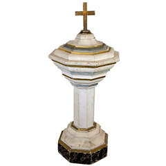 Antique 19th c. Baptismal Font with Gilded Accents