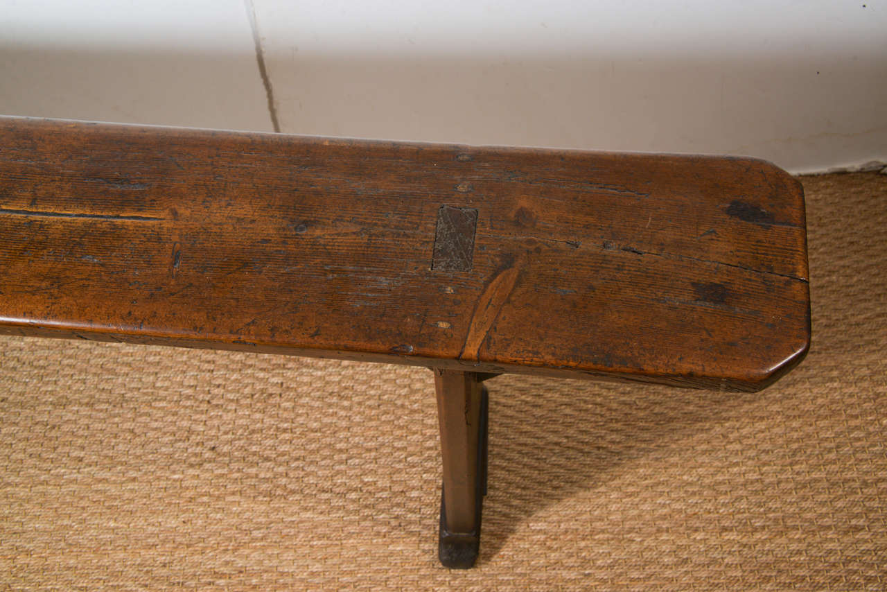 Antique French Wood Bench 1