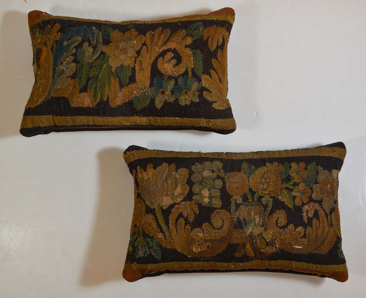 Pair of Antique Aubusson Tapestry Pillows at 1stdibs