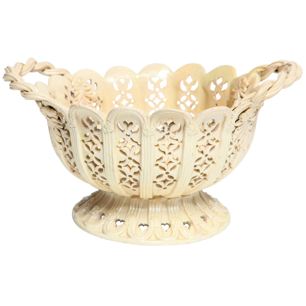 Creamware Two Handle Basket Circa 1800 For Sale