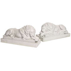 Pair of Early 19th Century Salt Glaze Lions 1