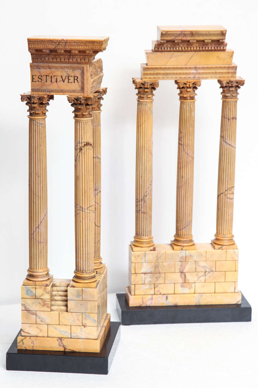 Neoclassical Two Giant Size Grand Tour Sienna Marble Ruins For Sale