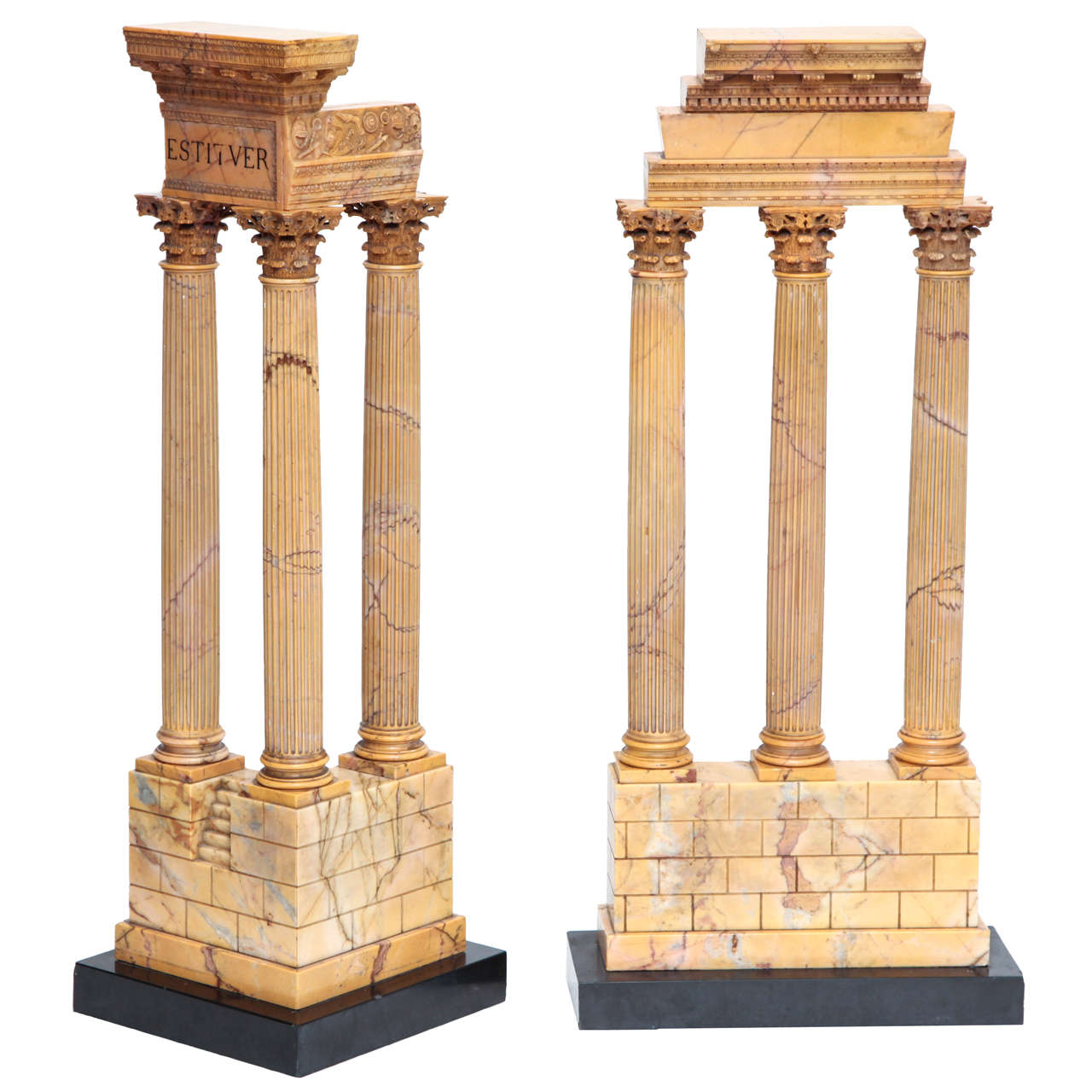 Two Giant Size Grand Tour Sienna Marble Ruins For Sale