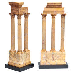 Two Giant Size Grand Tour Sienna Marble Ruins