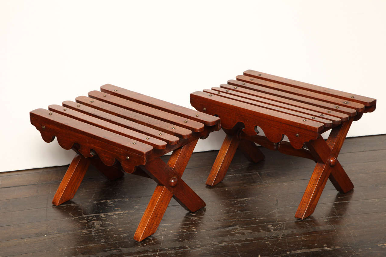 Pair of Late 19th Century English, Mahogany Stools