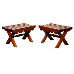 Pair of Late 19th Century English, Mahogany Stools