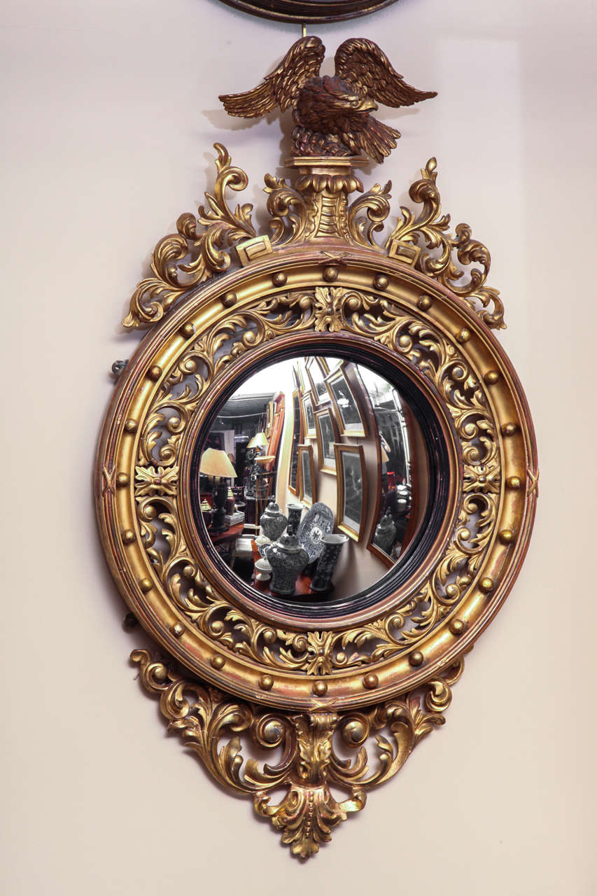 19th Century English, William IV, Gilded Convex Mirror