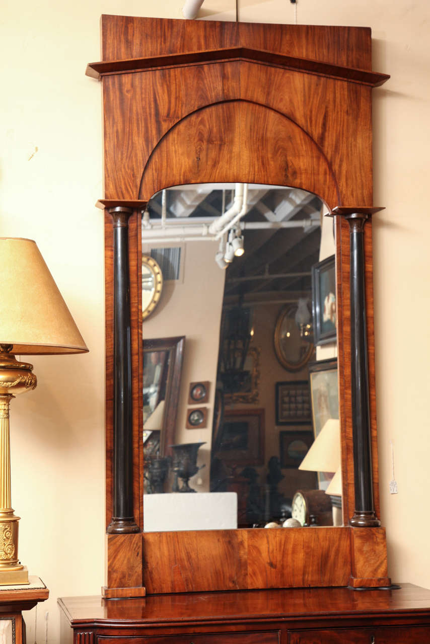 19th Century Biedermeier, Walnut and Ebonized Mirror