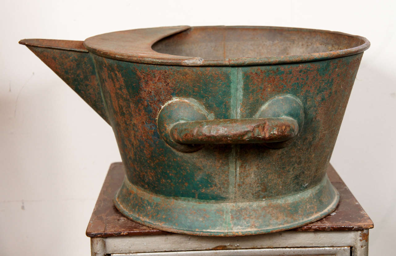19th Century Green Tole Wine Maker's Pitcher Jardinière In Fair Condition For Sale In Hudson, NY