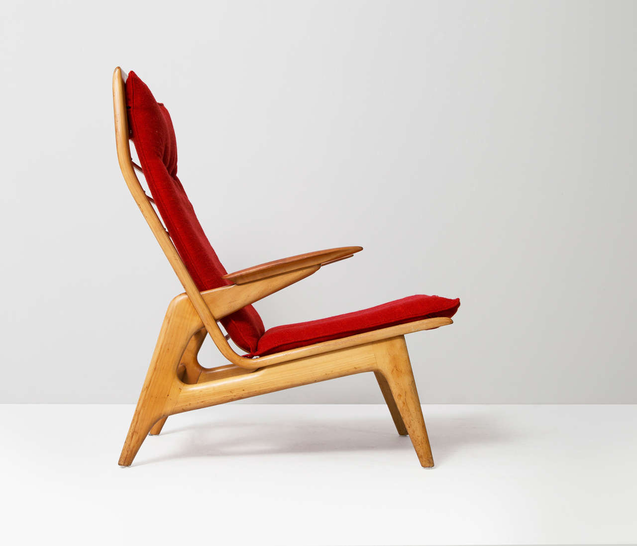 Scandinavian Modern Danish Lounge Chair with Teak Armrests, 1950s