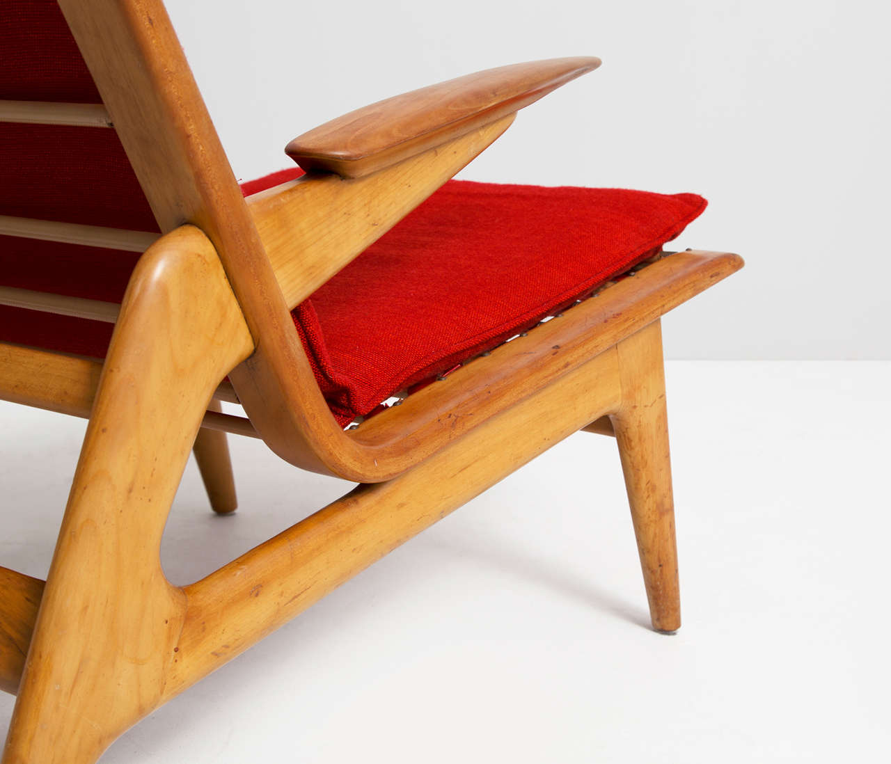 Beech Danish Lounge Chair with Teak Armrests, 1950s