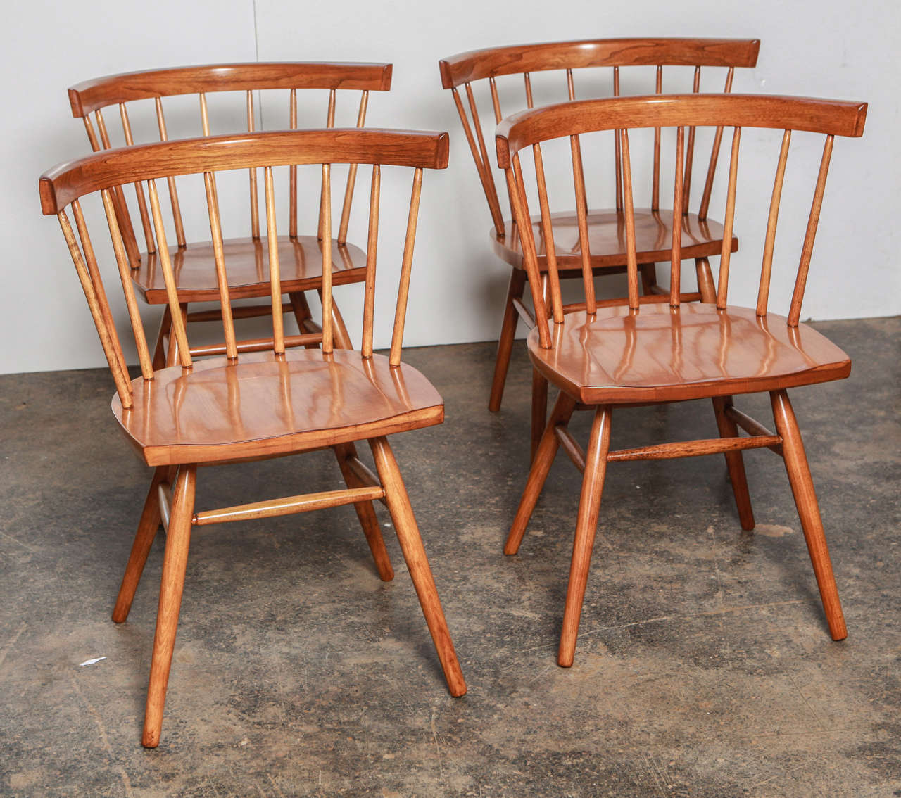 Classic vintage George Nakashima for Knoll Straight Chairs.