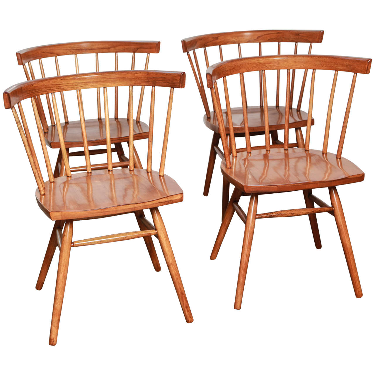 Set of Four George Nakashima Straight Chairs for Knoll For Sale