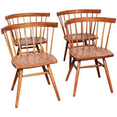 Set of Four George Nakashima Straight Chairs for Knoll