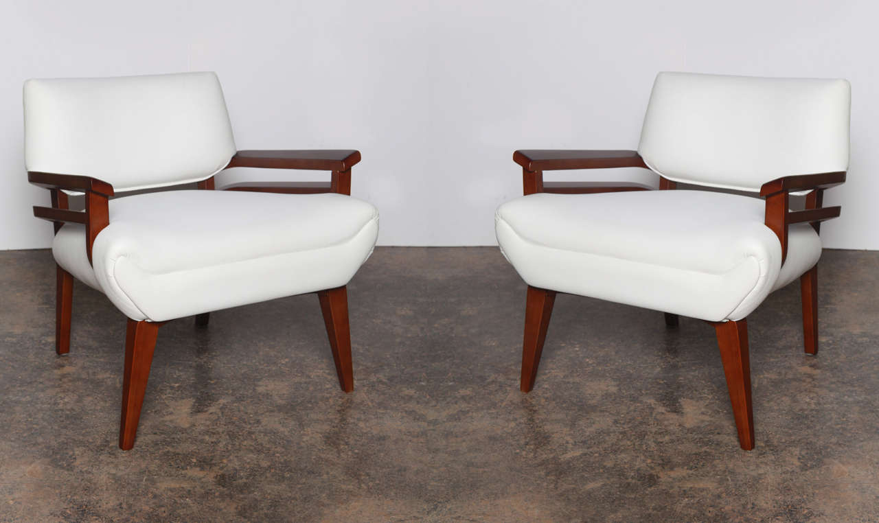 Pair of classic Paul Laszlo for Brown Saltman lounge chairs.