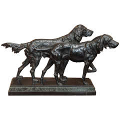 Antique Late 19th Century Bronze Animalier Hunting Dogs