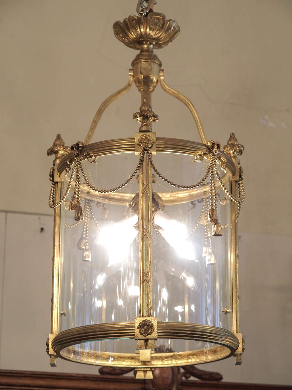 Antique French Louis 16th Bronze Doré Lantern, circa 1890