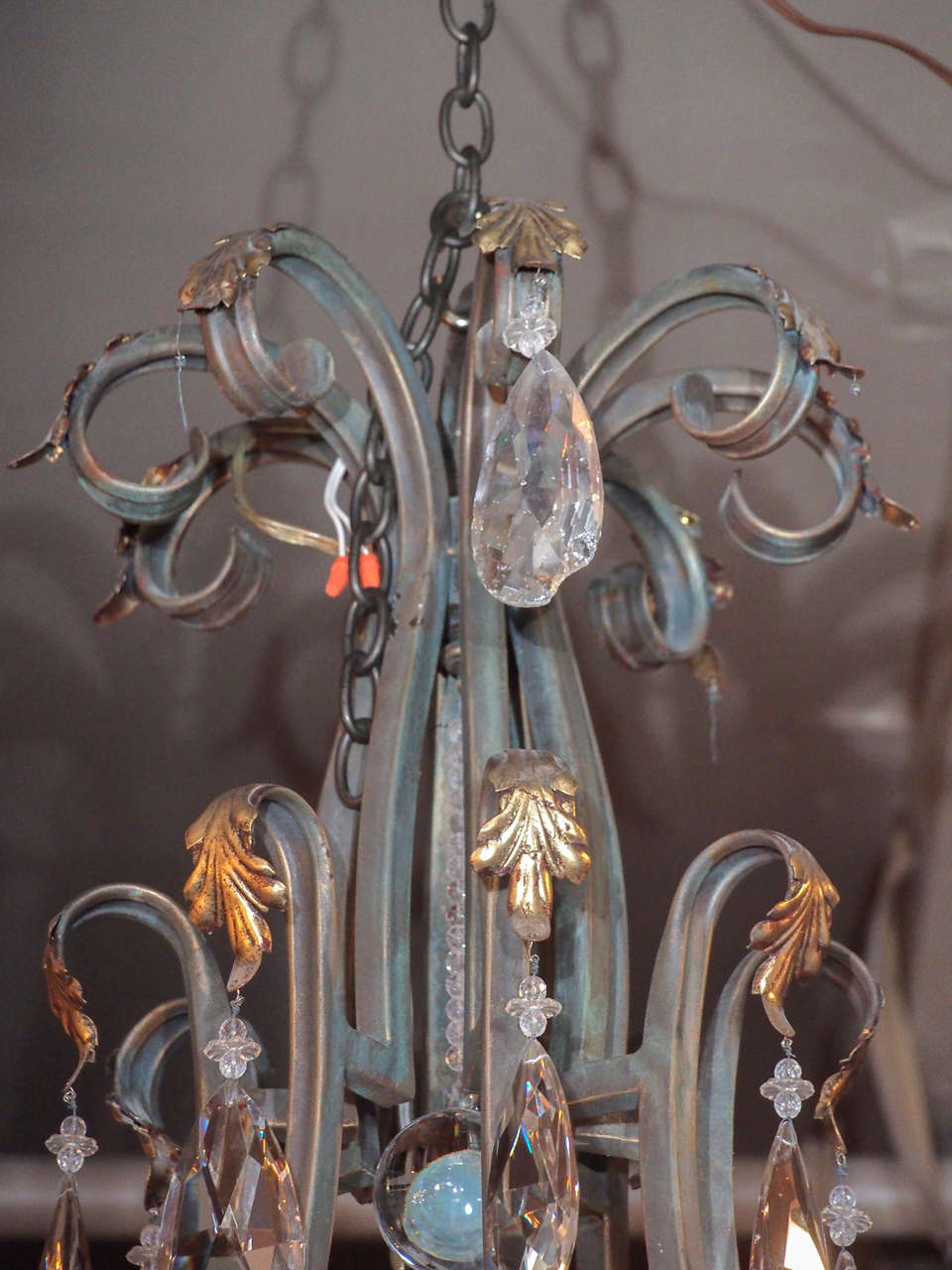 Early 20th Century Wrought Iron Chandelier in the French Manner In Excellent Condition In New Orleans, LA