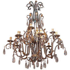 Early 20th Century Wrought Iron Chandelier in the French Manner