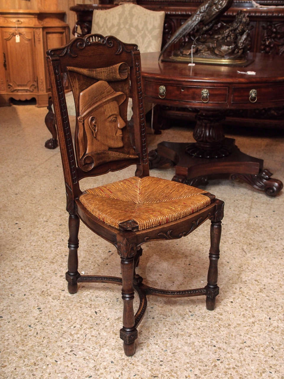 Set of Eight Antique French Carved Brittany Country Chairs 5