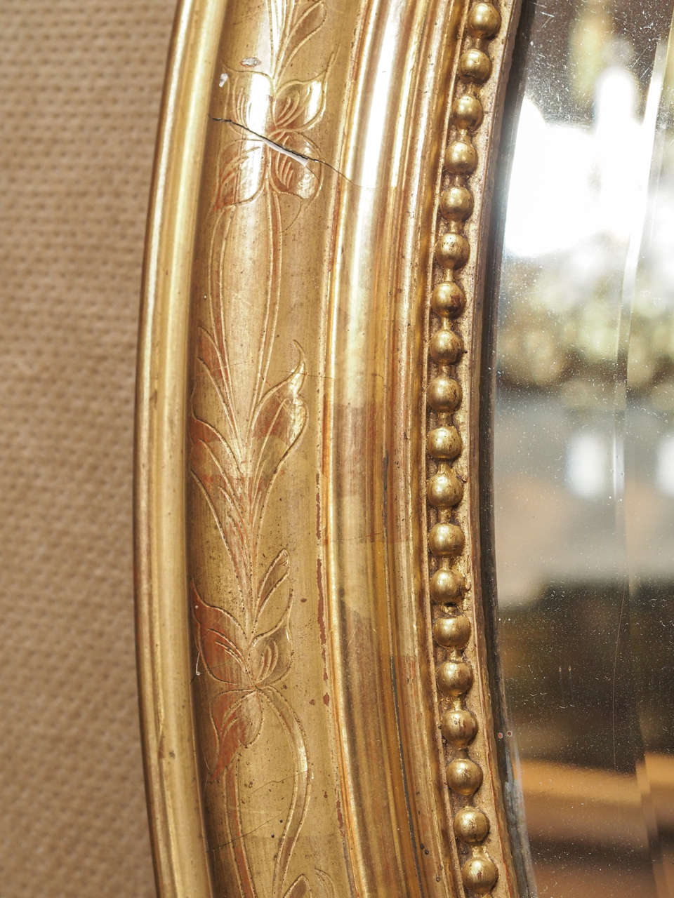 Lovely Oval Antique French Gold Beveled MIrror circa 1850 at 1stDibs oval gold mirror, gold