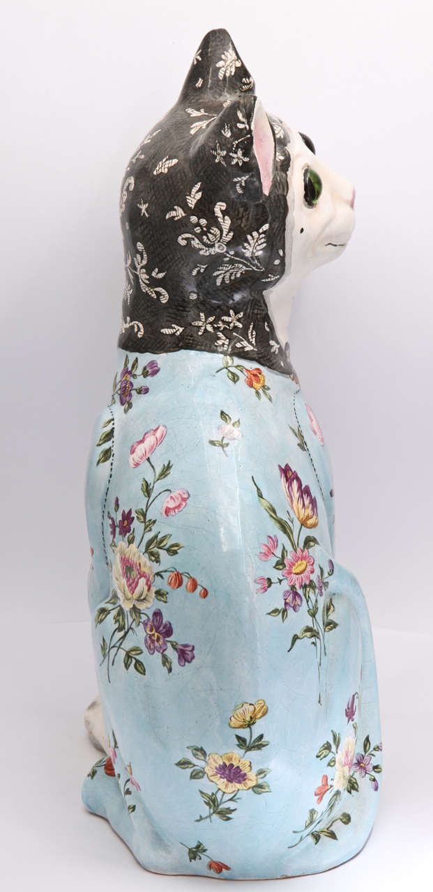 Fine, Unsigned Emile Galle Faience Cat For Sale 3