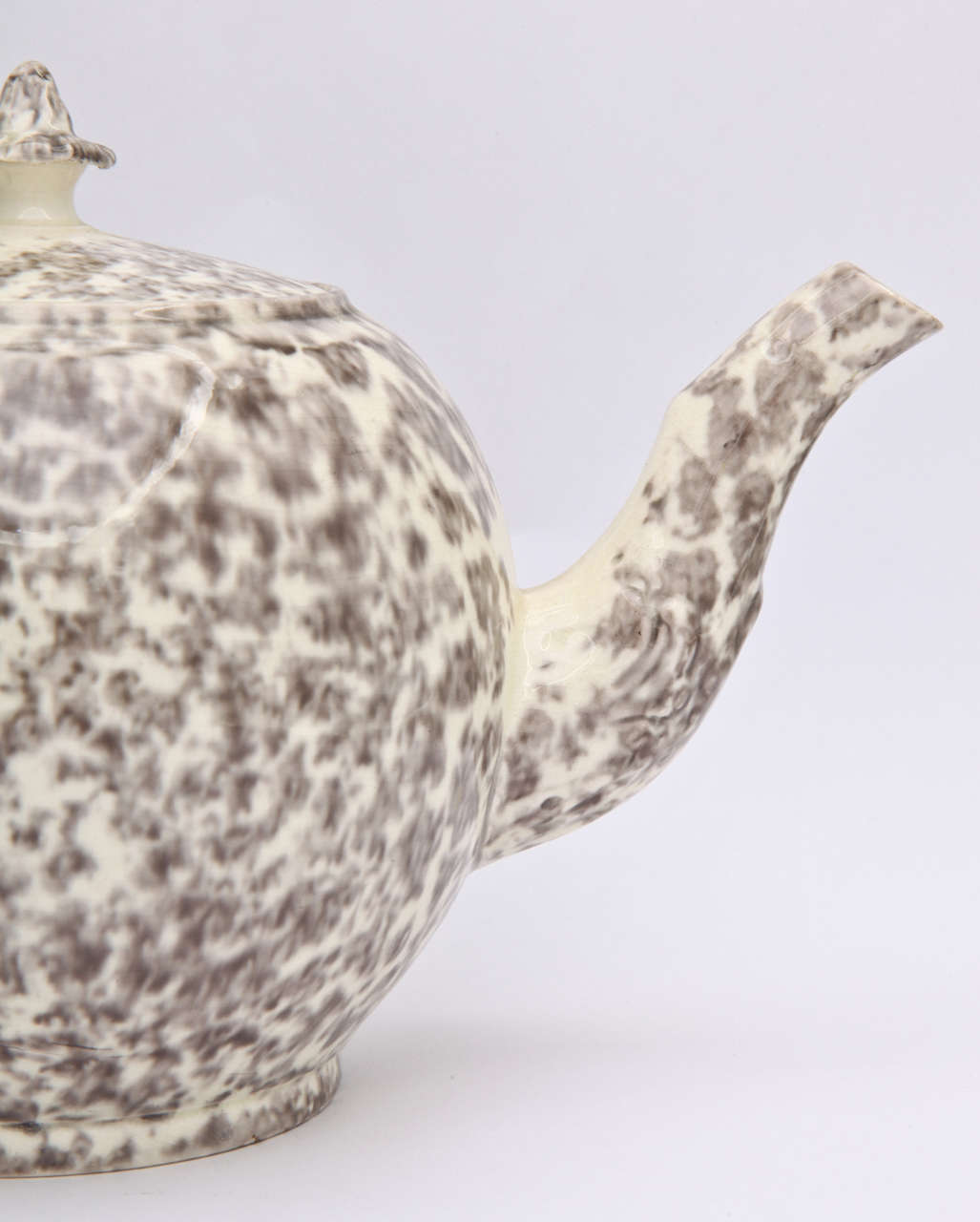18th Century and Earlier Rare English, Creamware Pottery Teapot with Gray Tortoise Glazes For Sale