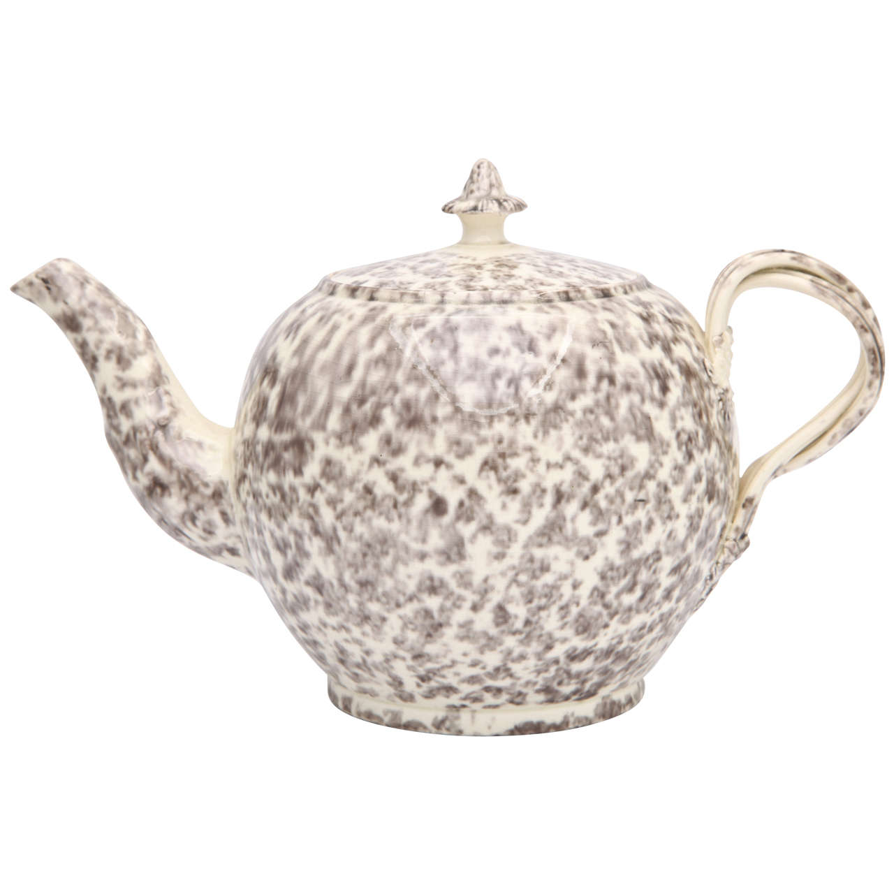 Rare English, Creamware Pottery Teapot with Gray Tortoise Glazes For Sale